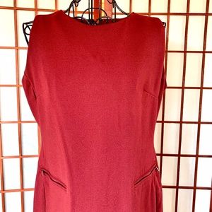 Talbot Burgundy Sleeveless Petite Sheath Midi